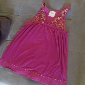 Folk floral magenta flowy empire top